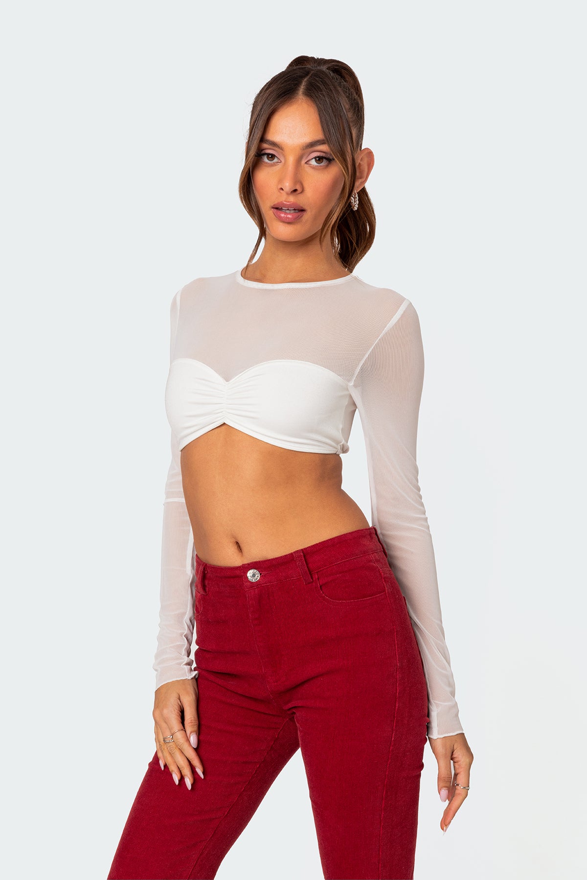 Night Out Sheer Crop Top-Milans Time