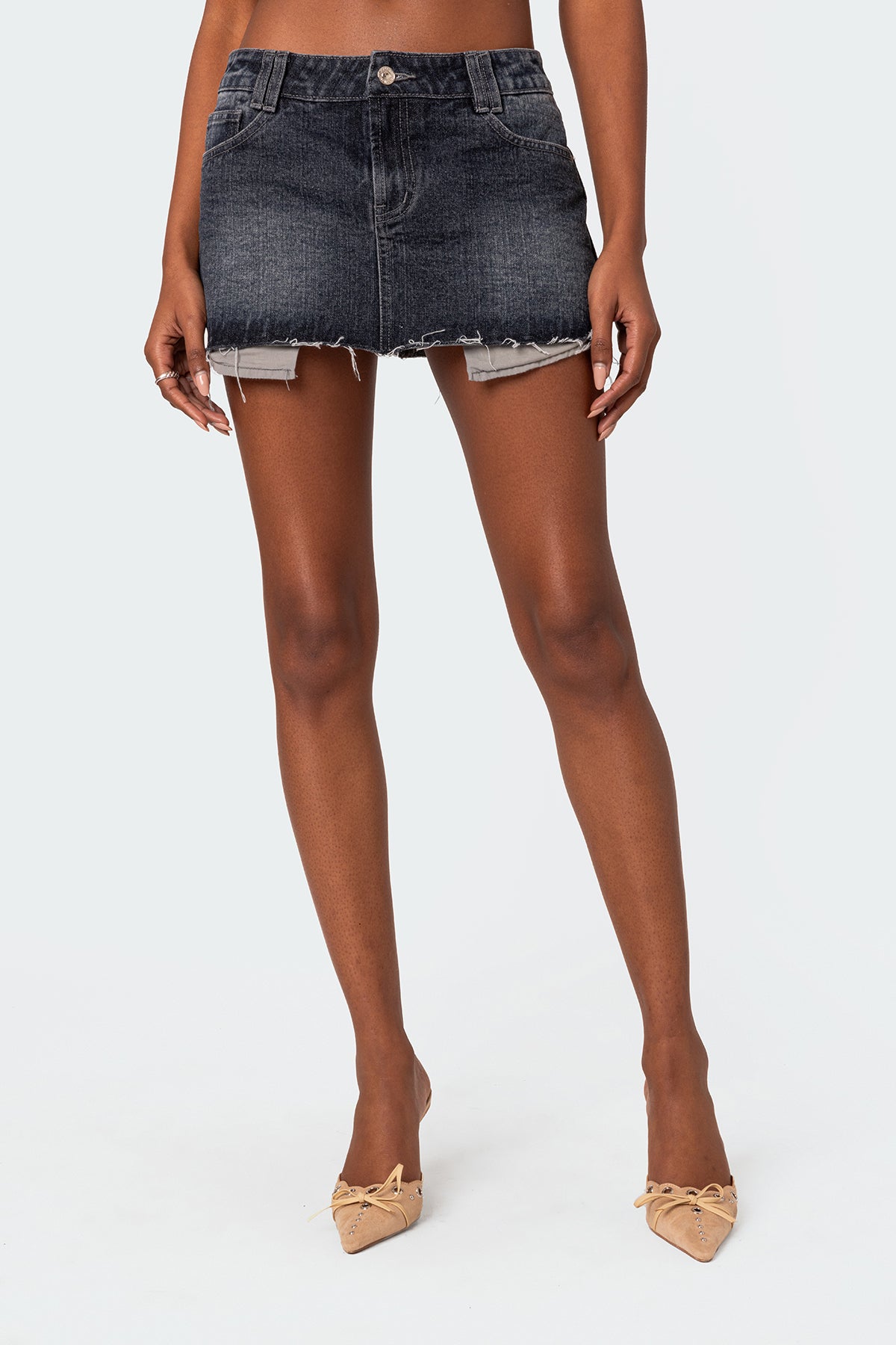 Washed Denim Mini Skirt-Milans Time