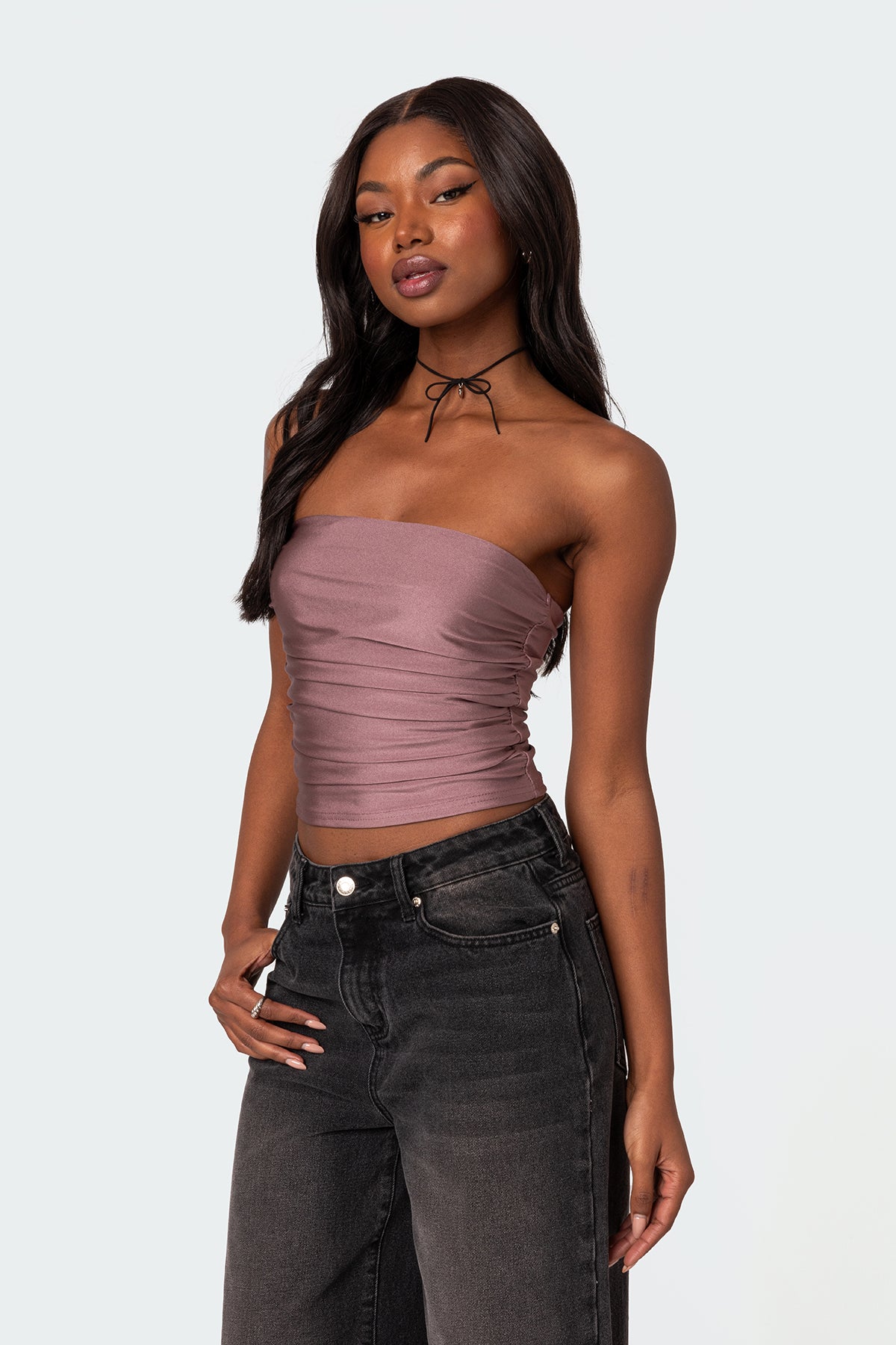 Maxeen Shiny Gathered Tube Top-Milans Time