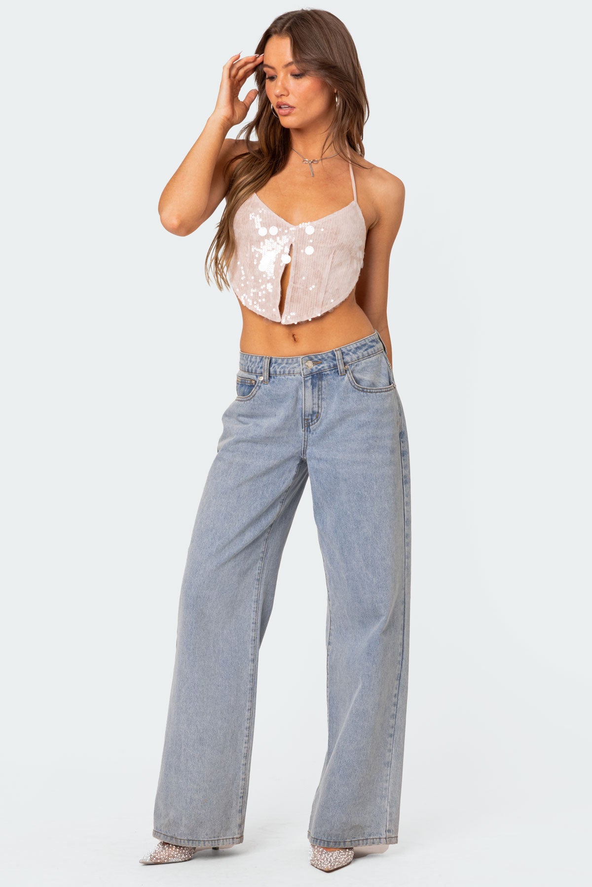 Confetti Sequin Open Back Top-Milans Time