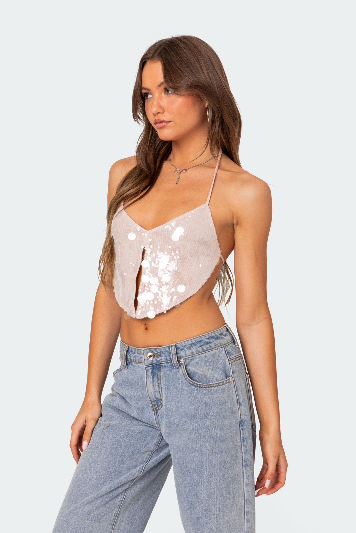 Confetti Sequin Open Back Top-Milans Time