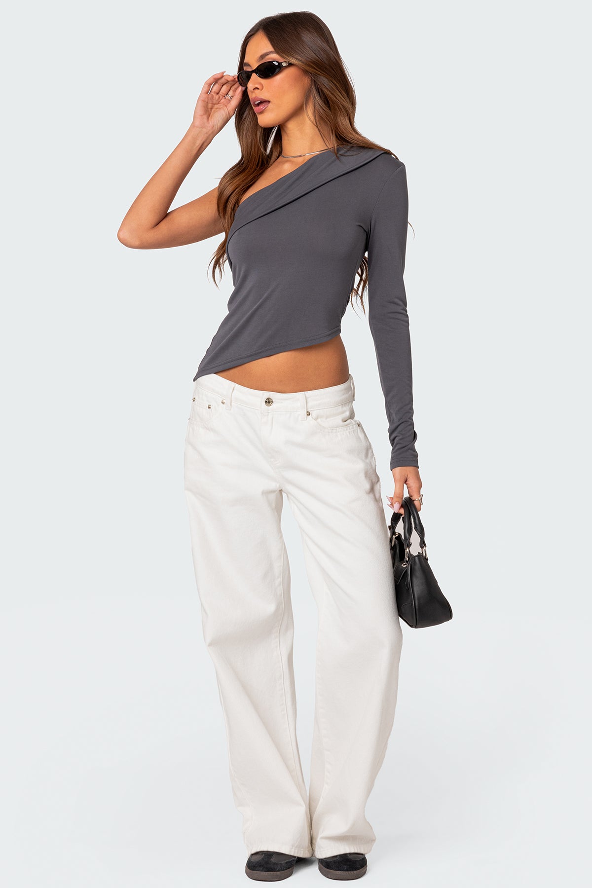 Fold Over One Shoulder Top-Milans Time