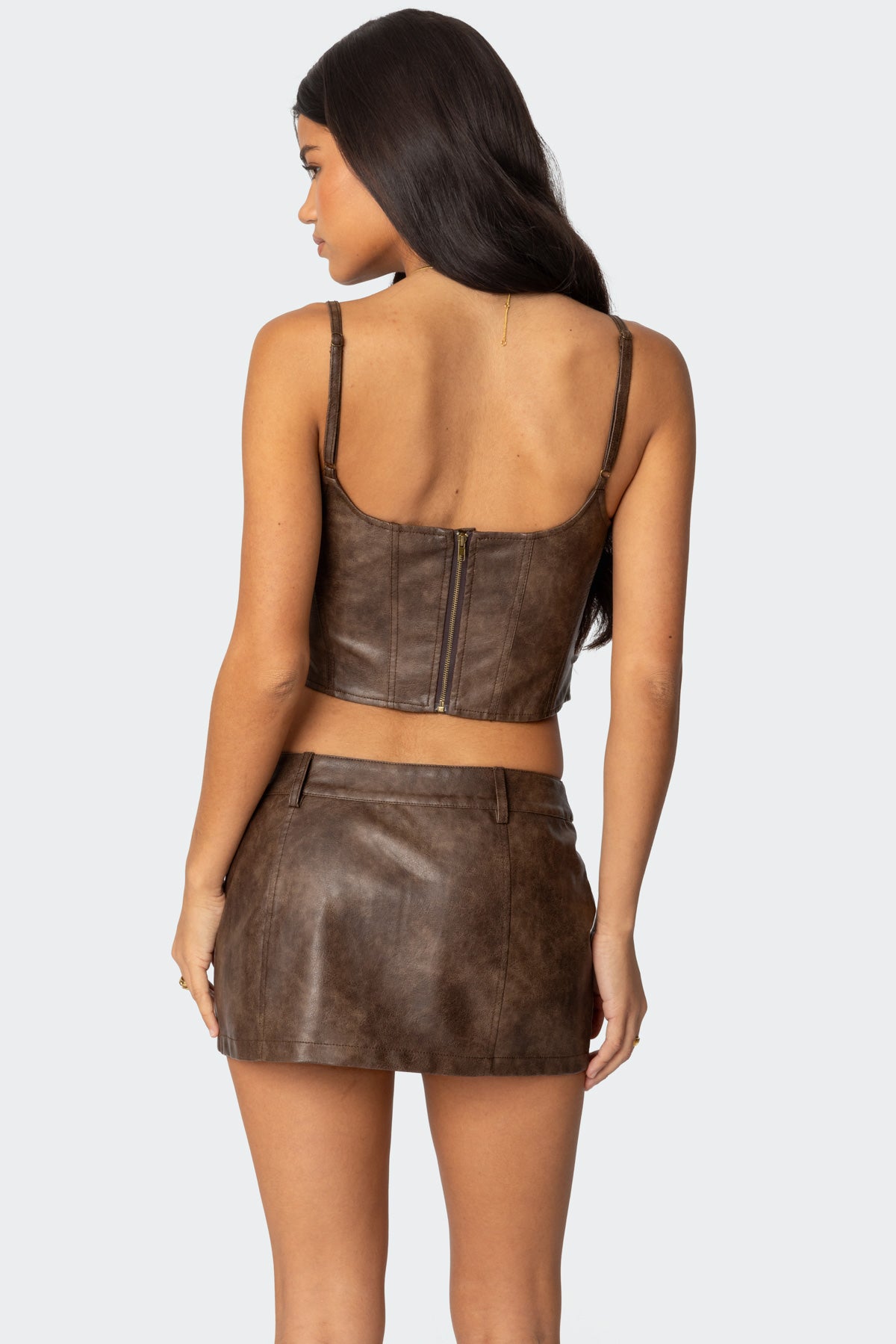 Scout Zip Up Faux Leather Corset-Milans Time