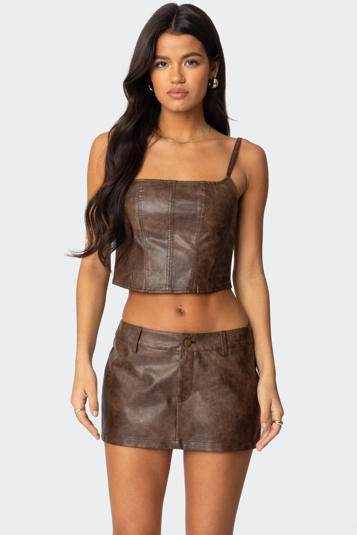 Scout Zip Up Faux Leather Corset-Milans Time