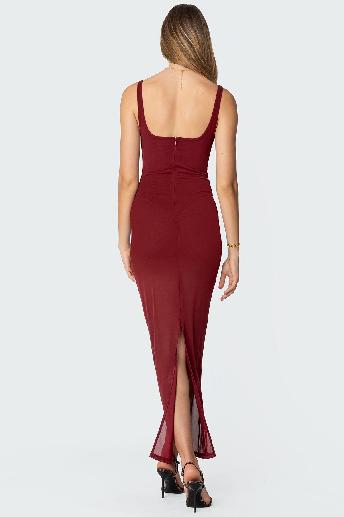 Mesh Built In Bodysuit Maxi Dress-Milans Time