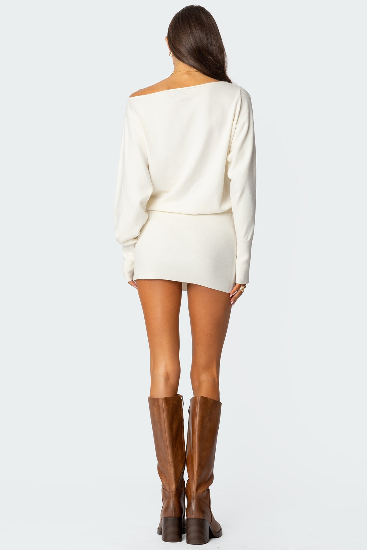 Eve Off Shoulder Knit Mini Dress-Milans Time