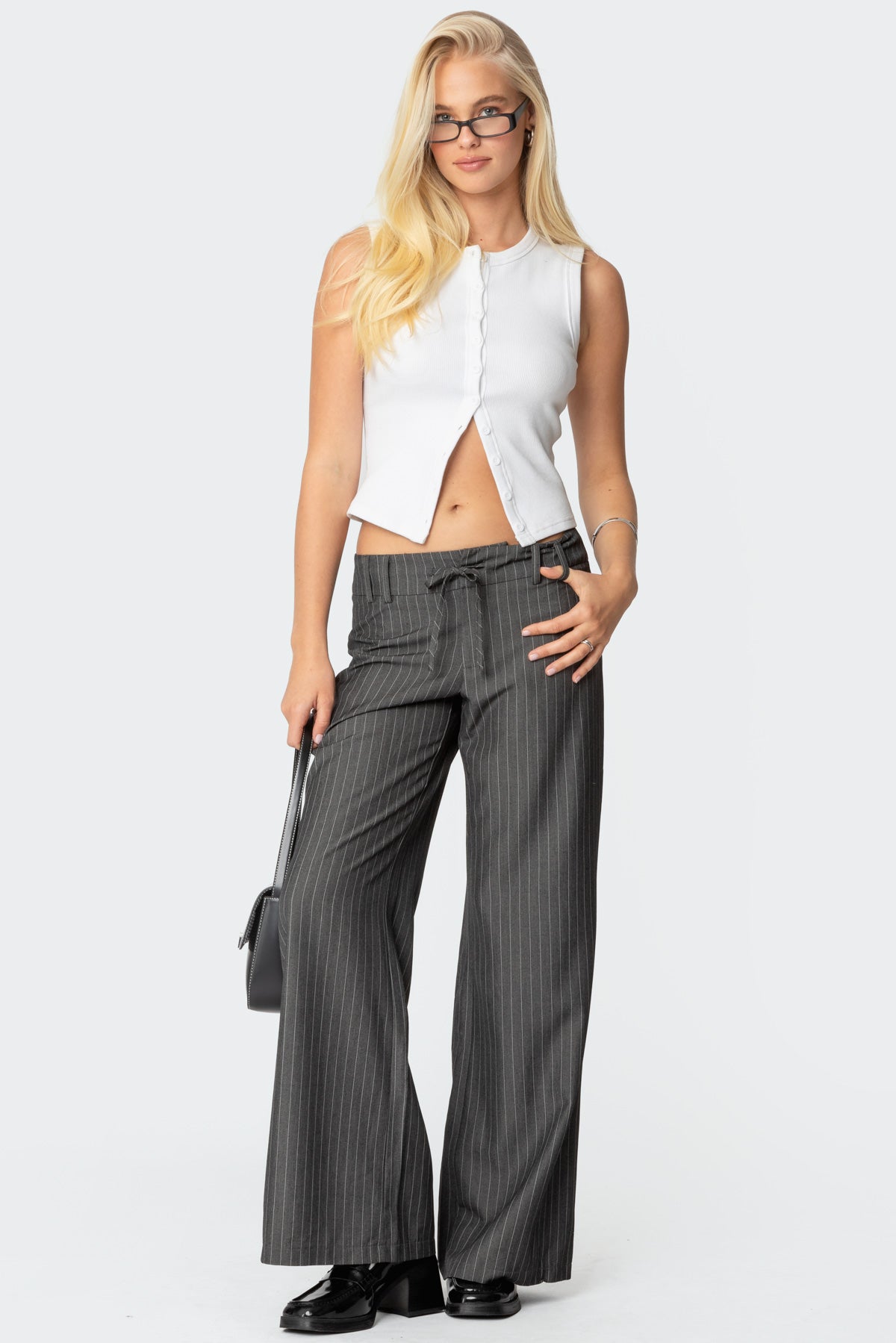 Mayla Wide Leg Pinstripe Trousers-Milans Time