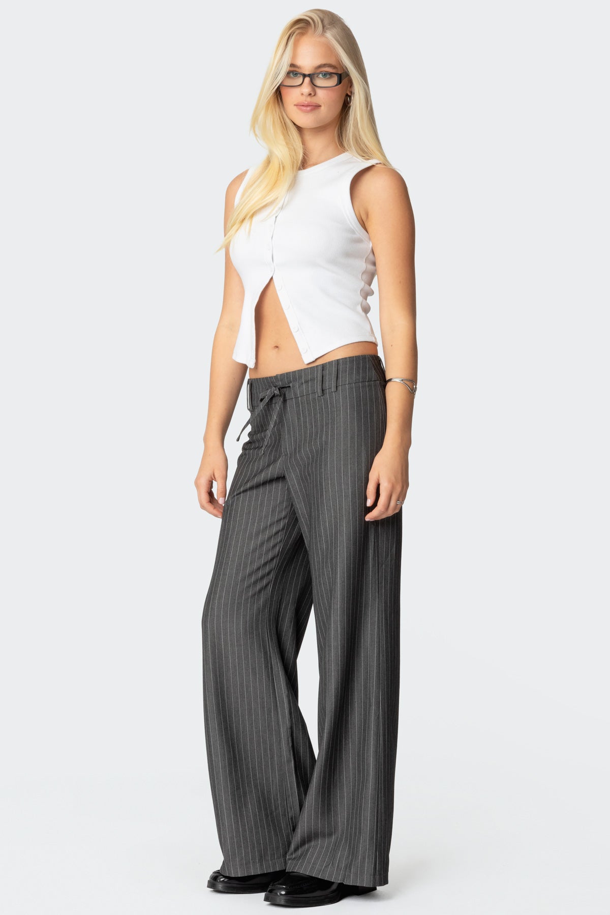 Mayla Wide Leg Pinstripe Trousers-Milans Time