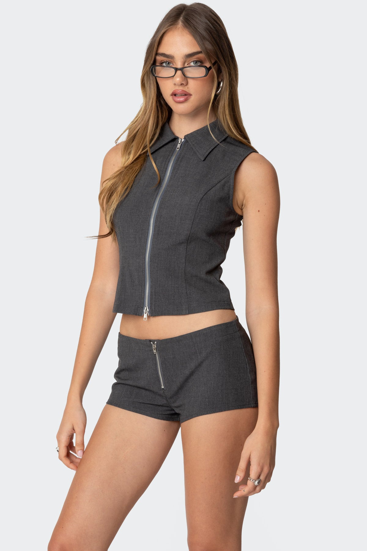 Allie Collared Zip Up Top-Milans Time
