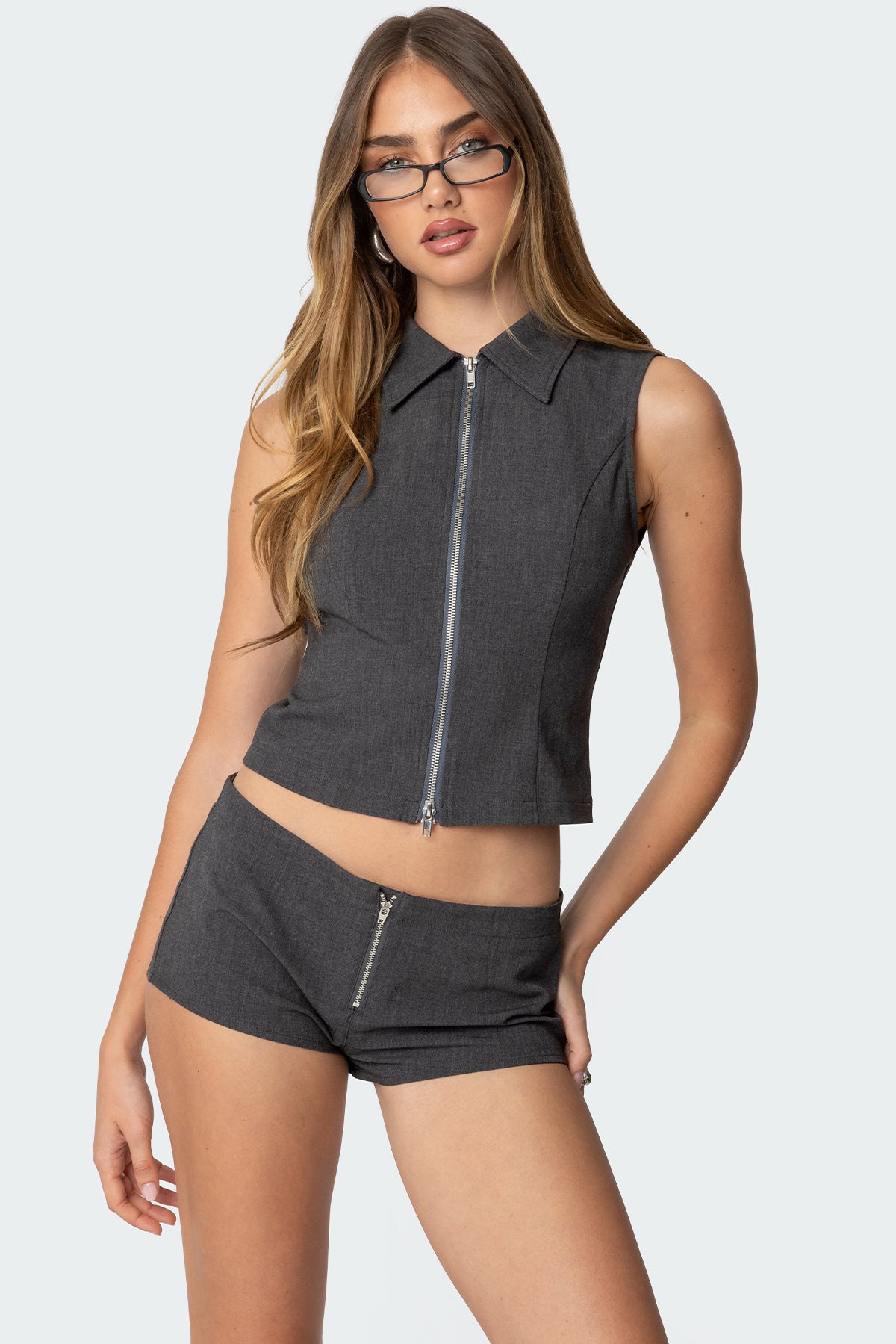 Allie Collared Zip Up Top-Milans Time