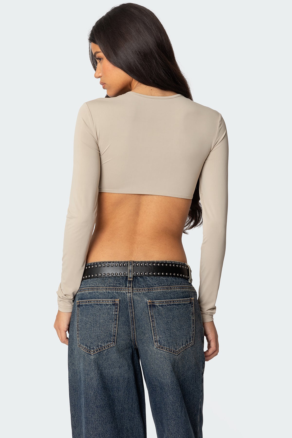 Gathered Long Sleeve Crop Top-Milans Time