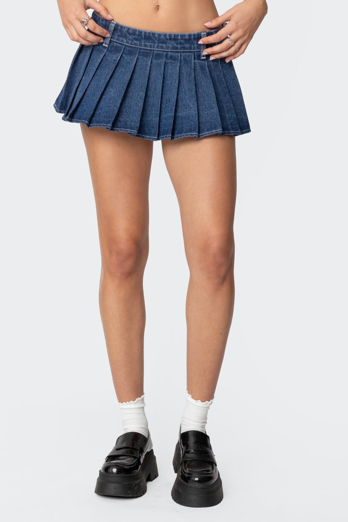 Zenia Denim Pleated Mini Skort-Milans Time