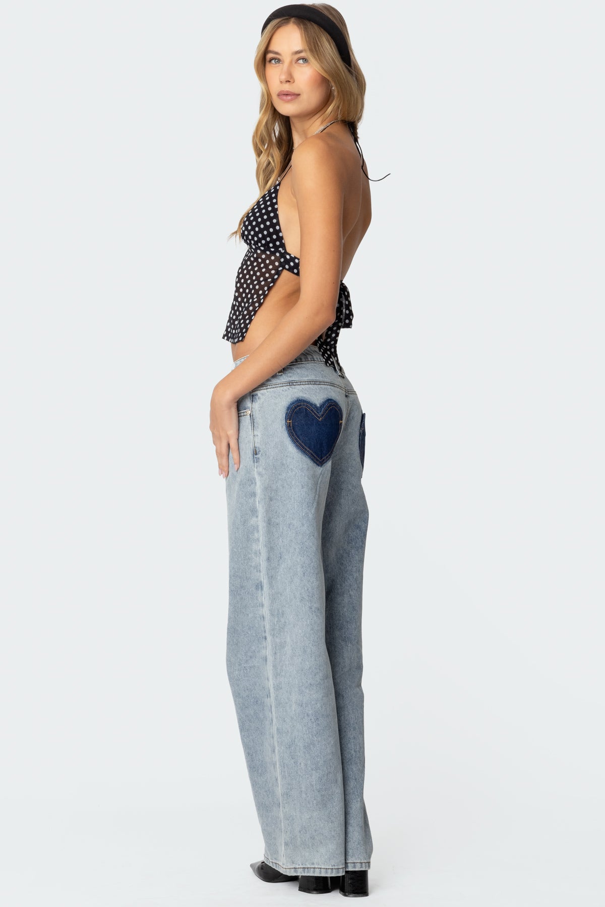 Polka Dot Backless Chiffon Top-Milans Time