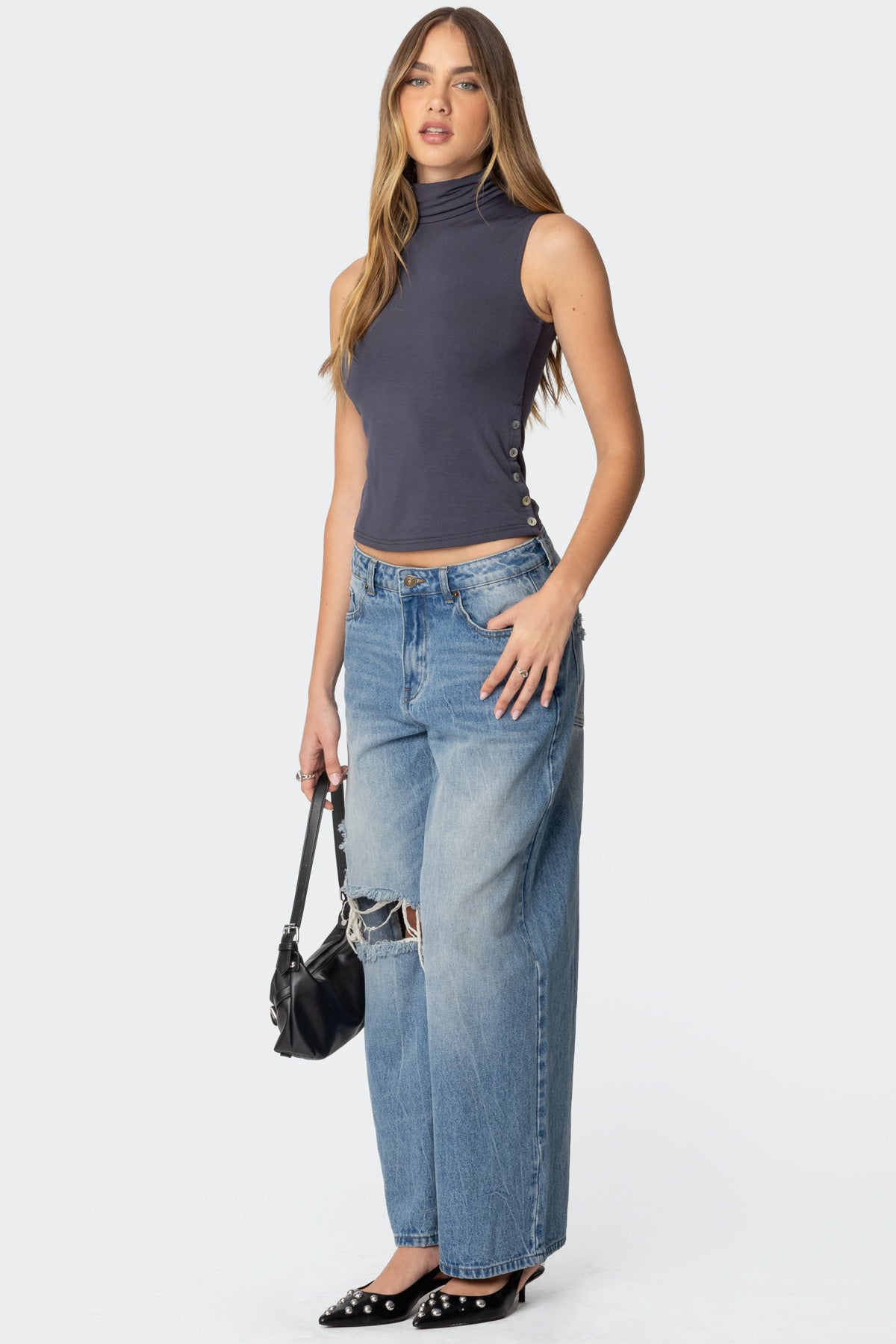 Coral Turtle Neck Top-Milans Time