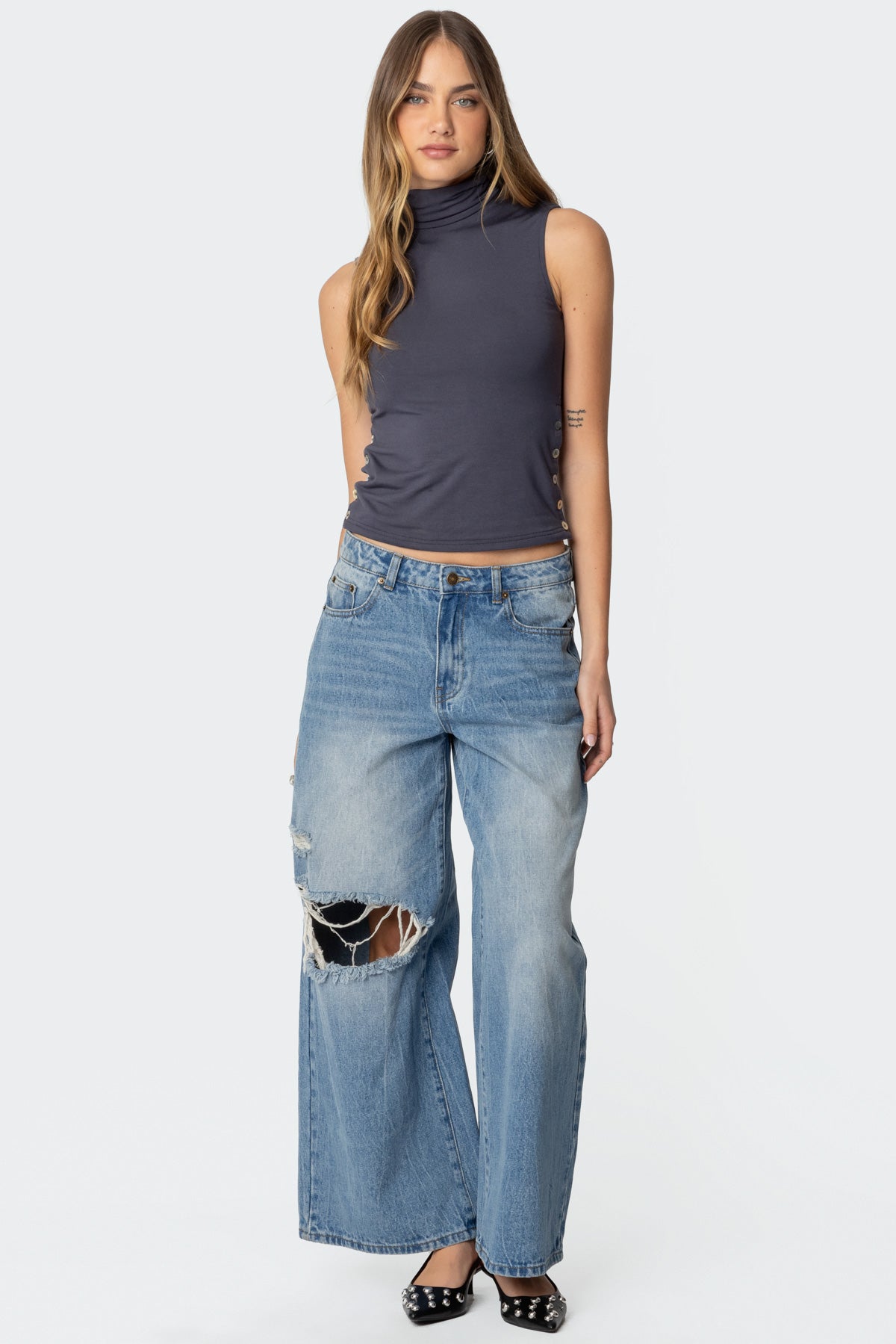 Coral Turtle Neck Top-Milans Time