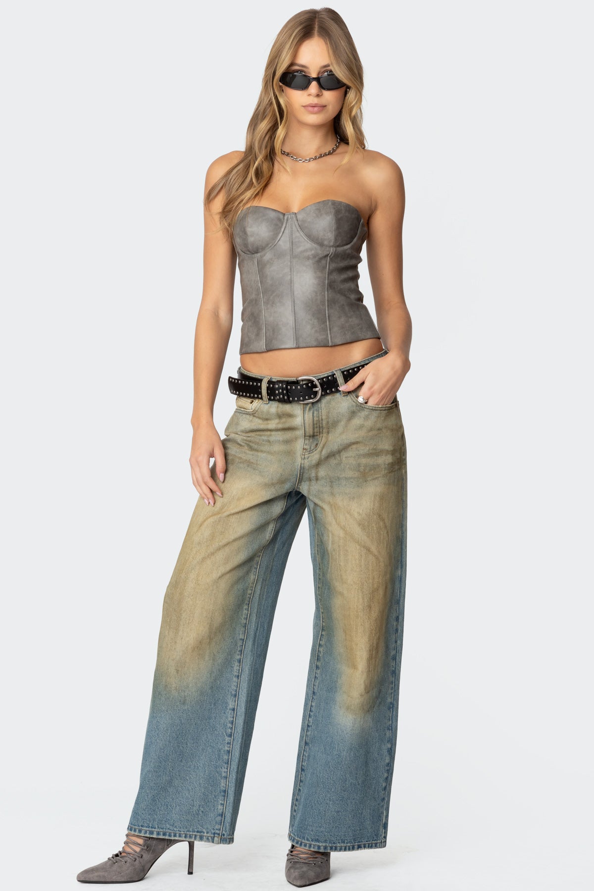 Sulivan Strapless Faux Leather Corset-Milans Time