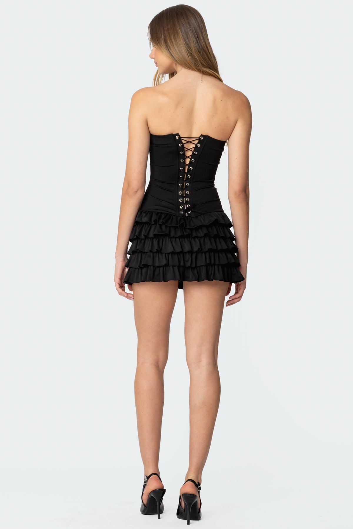 Sofia Boned Ruffle Mini Dress-Milans Time