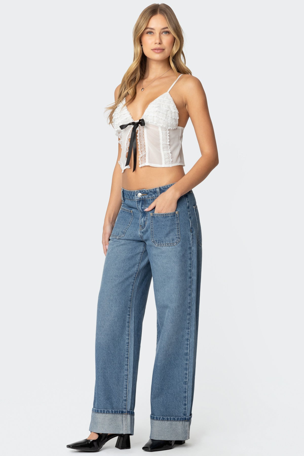 Madi Cuffed Low Rise Baggy Jeans-Milans Time