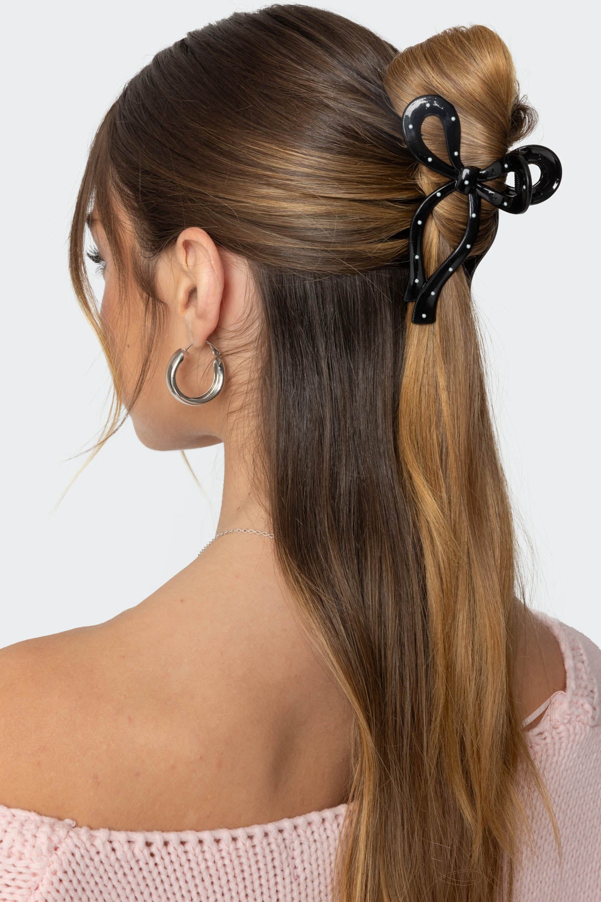 Polka Dot Bow Hair Clip-Milans Time