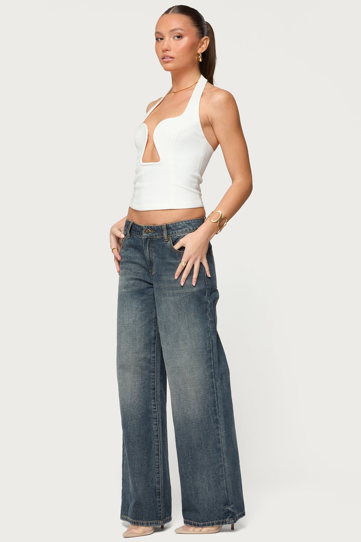 Stassy Abstract Cutout Halter Top-Milans Time