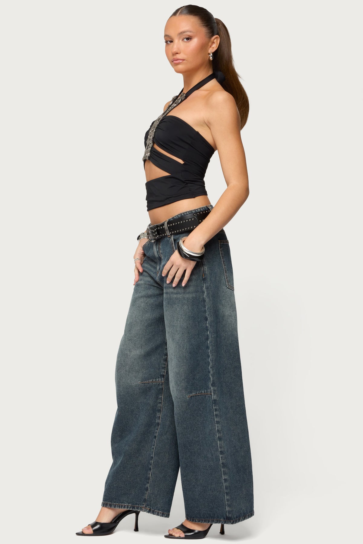 Zola Cutout Beaded Halter Top-Milans Time