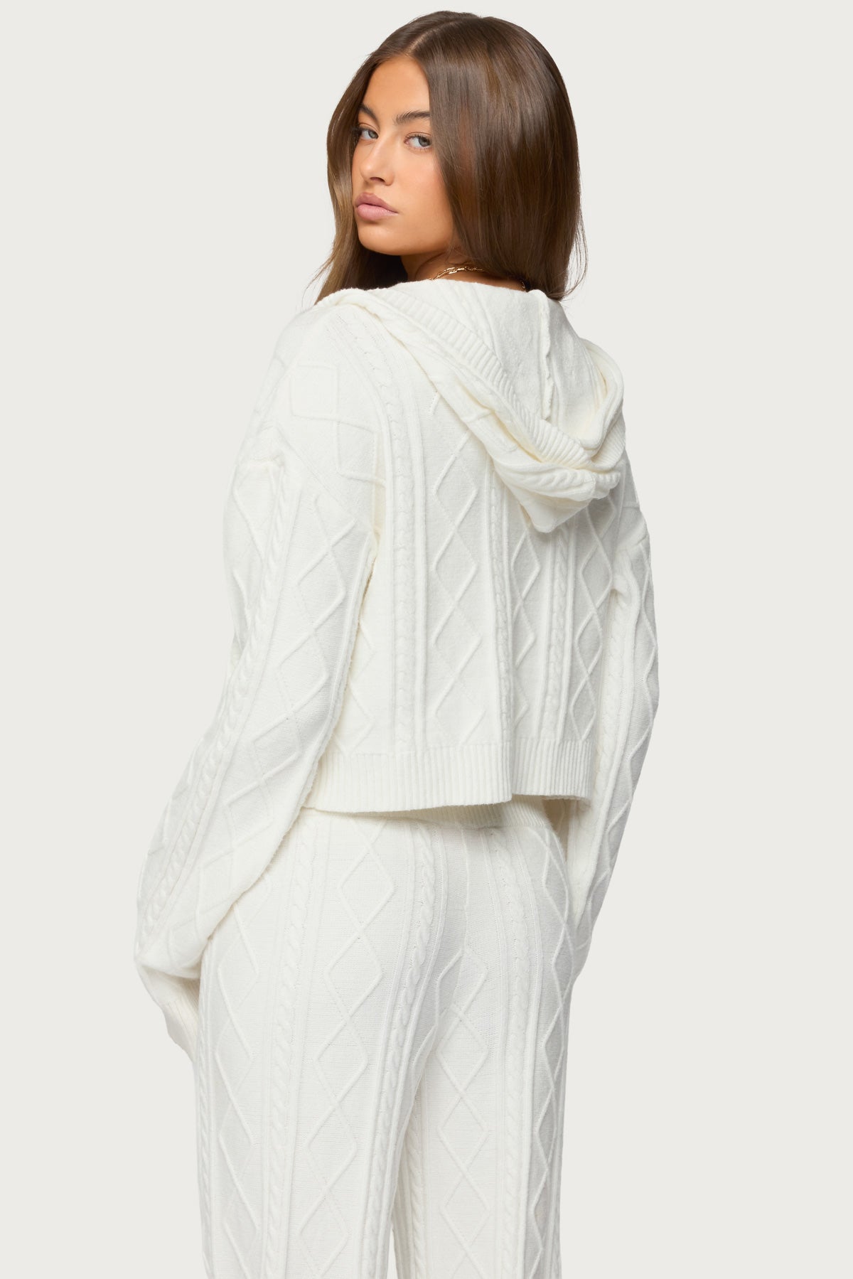 Louise Cable Knit Hooded Cardigan-Milans Time