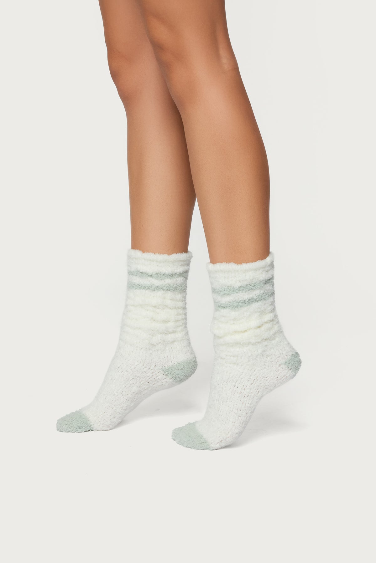 Stripey Fuzzy Scrunch Socks-Milans Time