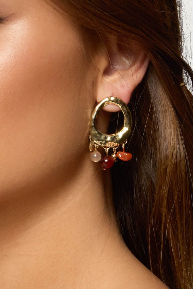 Mixed Gemstone Abstract Stud Earrings-Milans Time