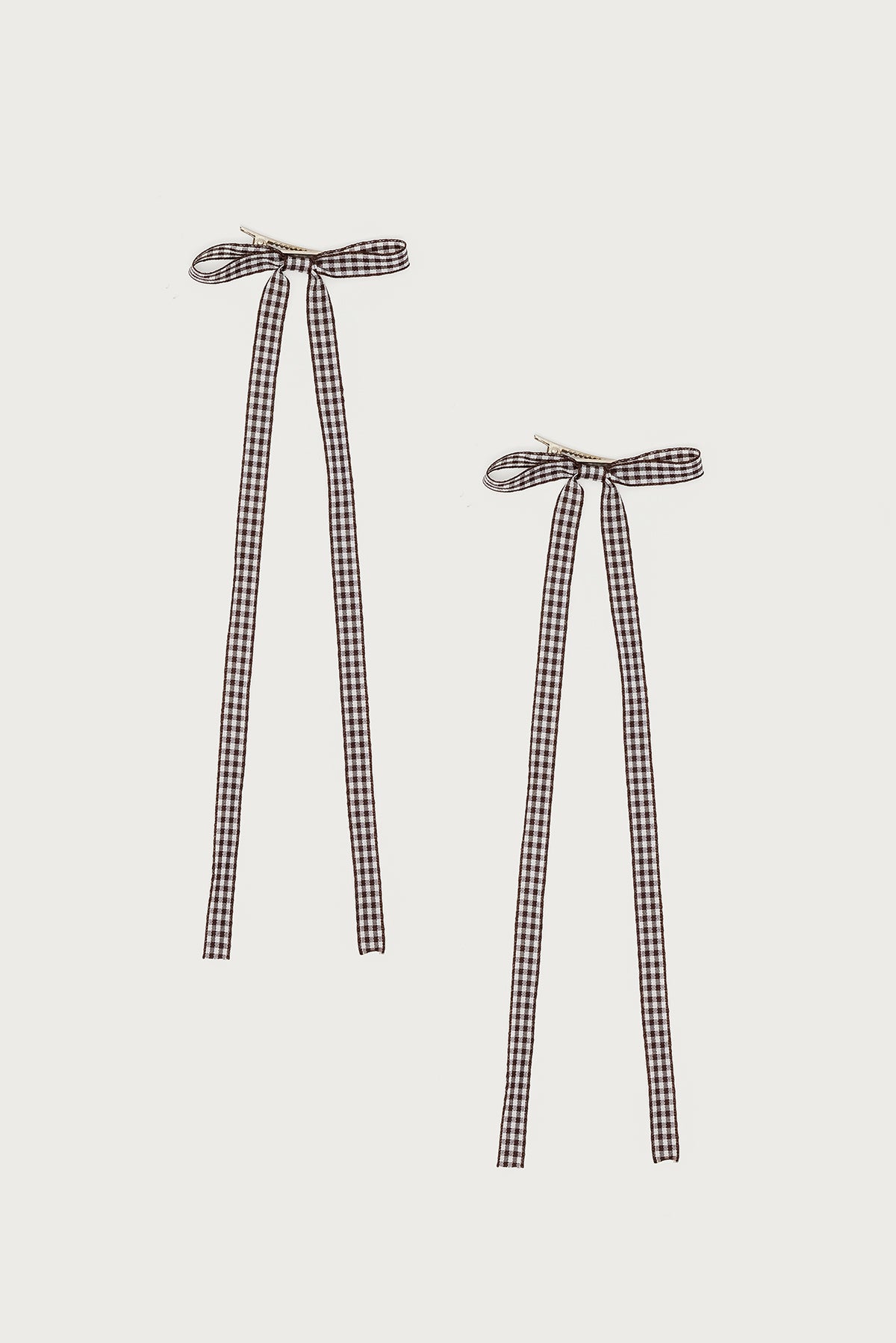 Gingham Bow Hair Clip Set-Milans Time