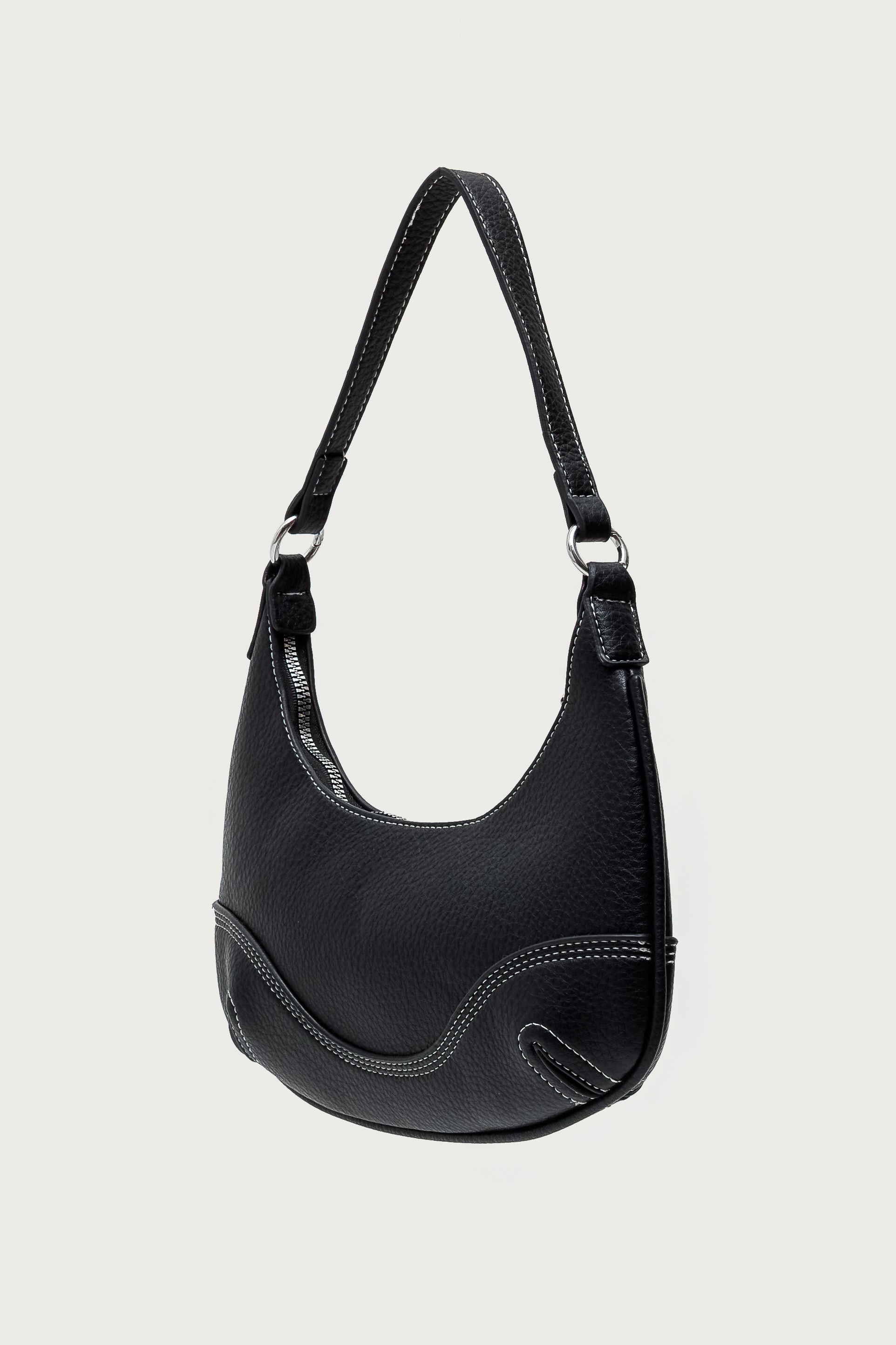 Contrast Stitch Faux Leather Bag-Milans Time