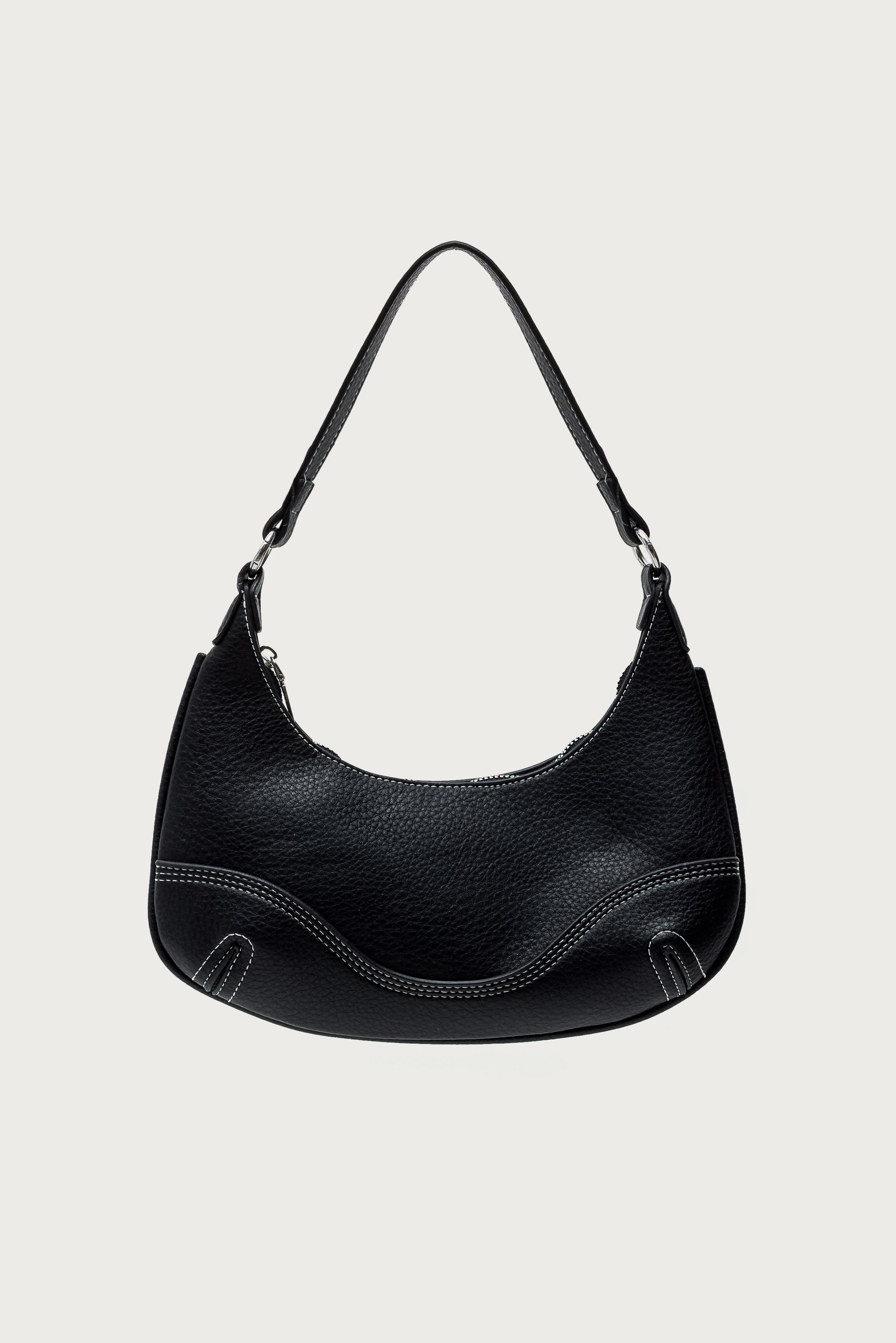 Contrast Stitch Faux Leather Bag-Milans Time
