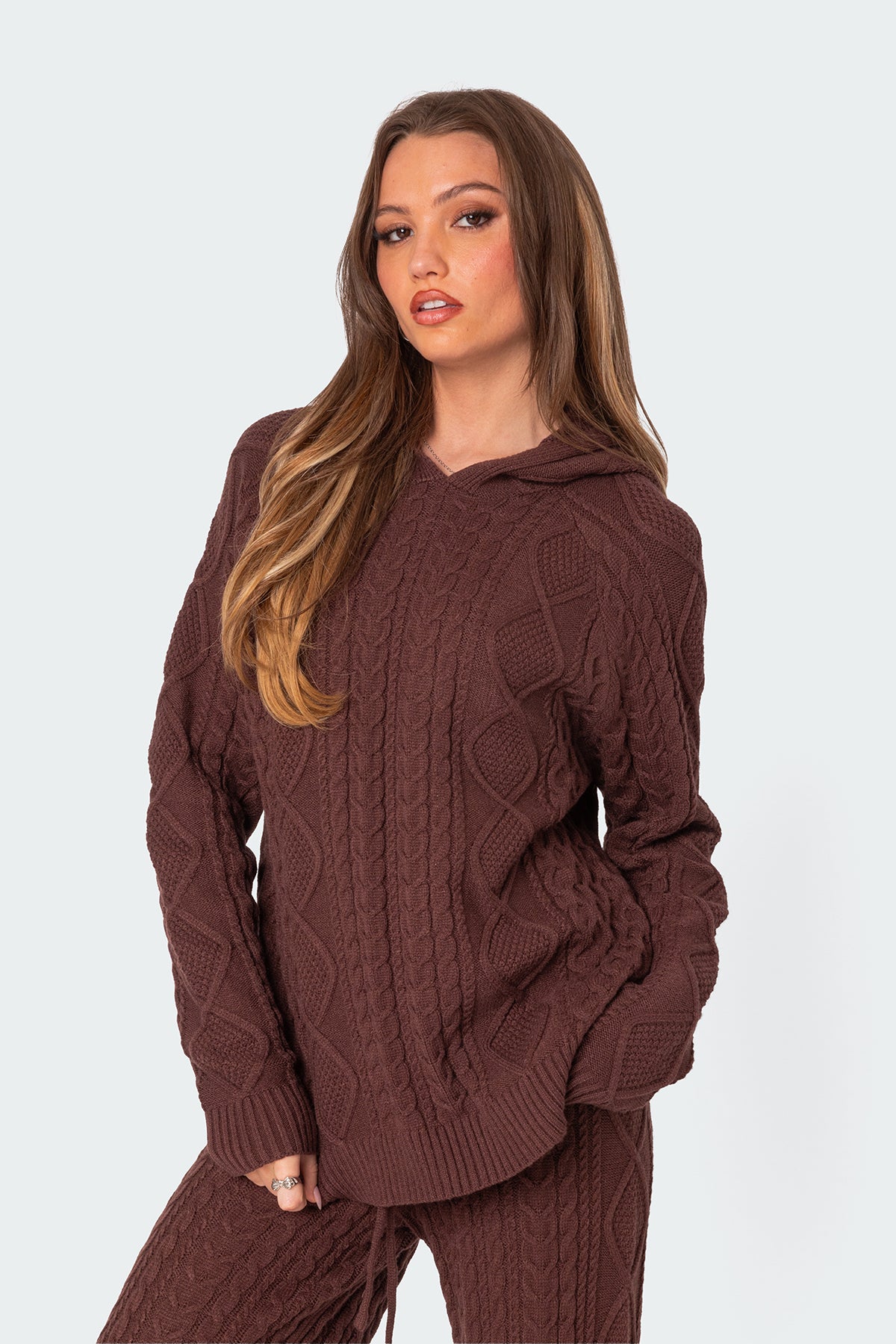 Jelena Cable Knit Hoodie-Milans Time