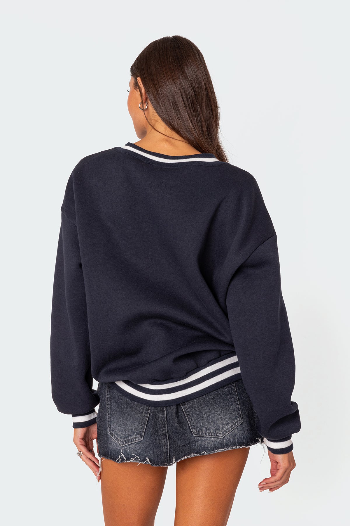 Caryn Oversized V Neck Sweatshirt-Milans Time