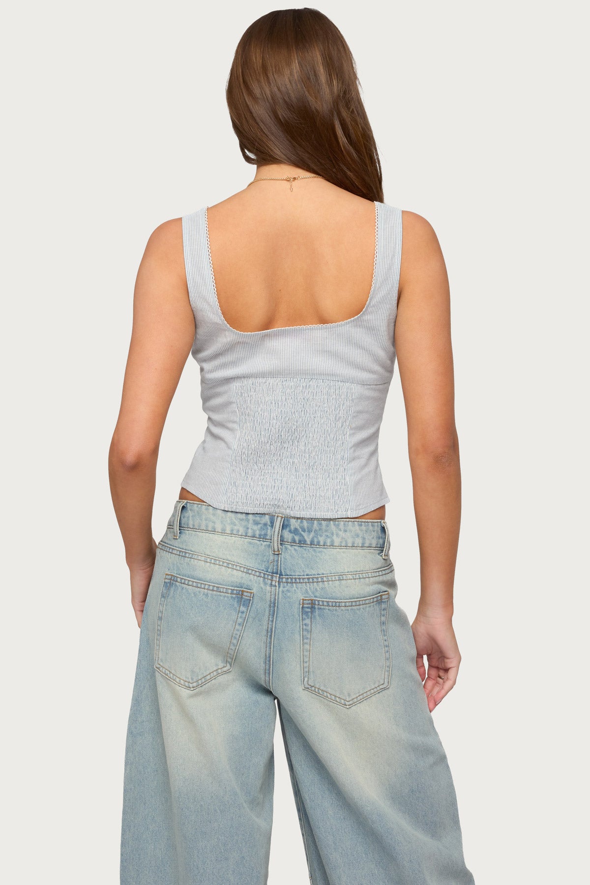 Katiya Pinstripe Button Up Top-Milans Time