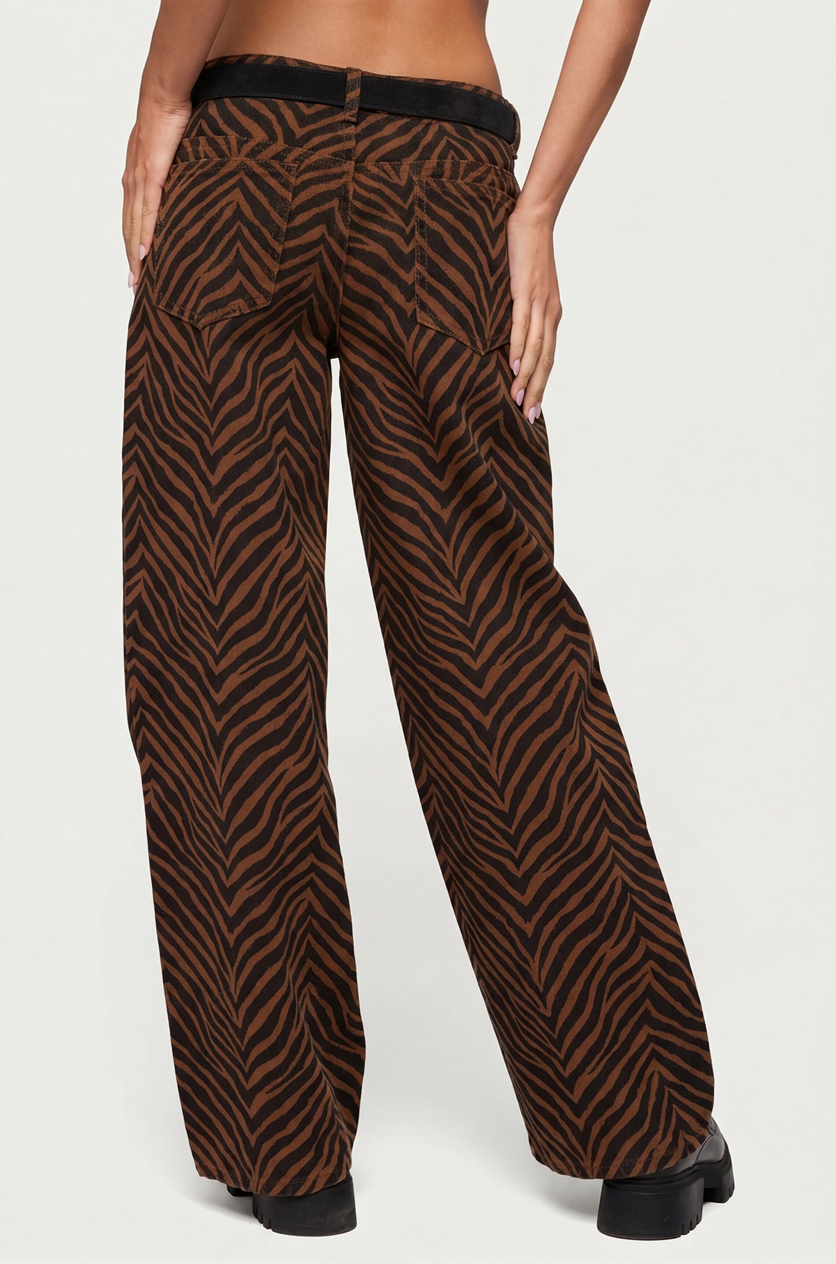 Zebra Print Low Rise Baggy Jeans-Milans Time