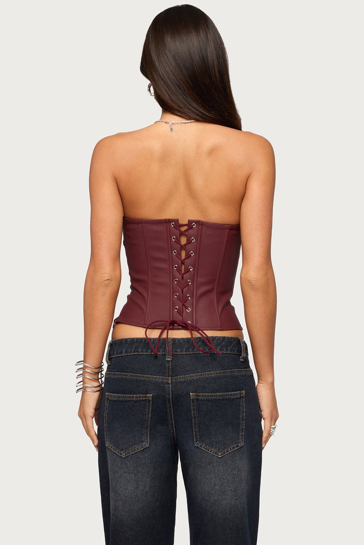 Izara Studded Faux Leather Corset-Milans Time