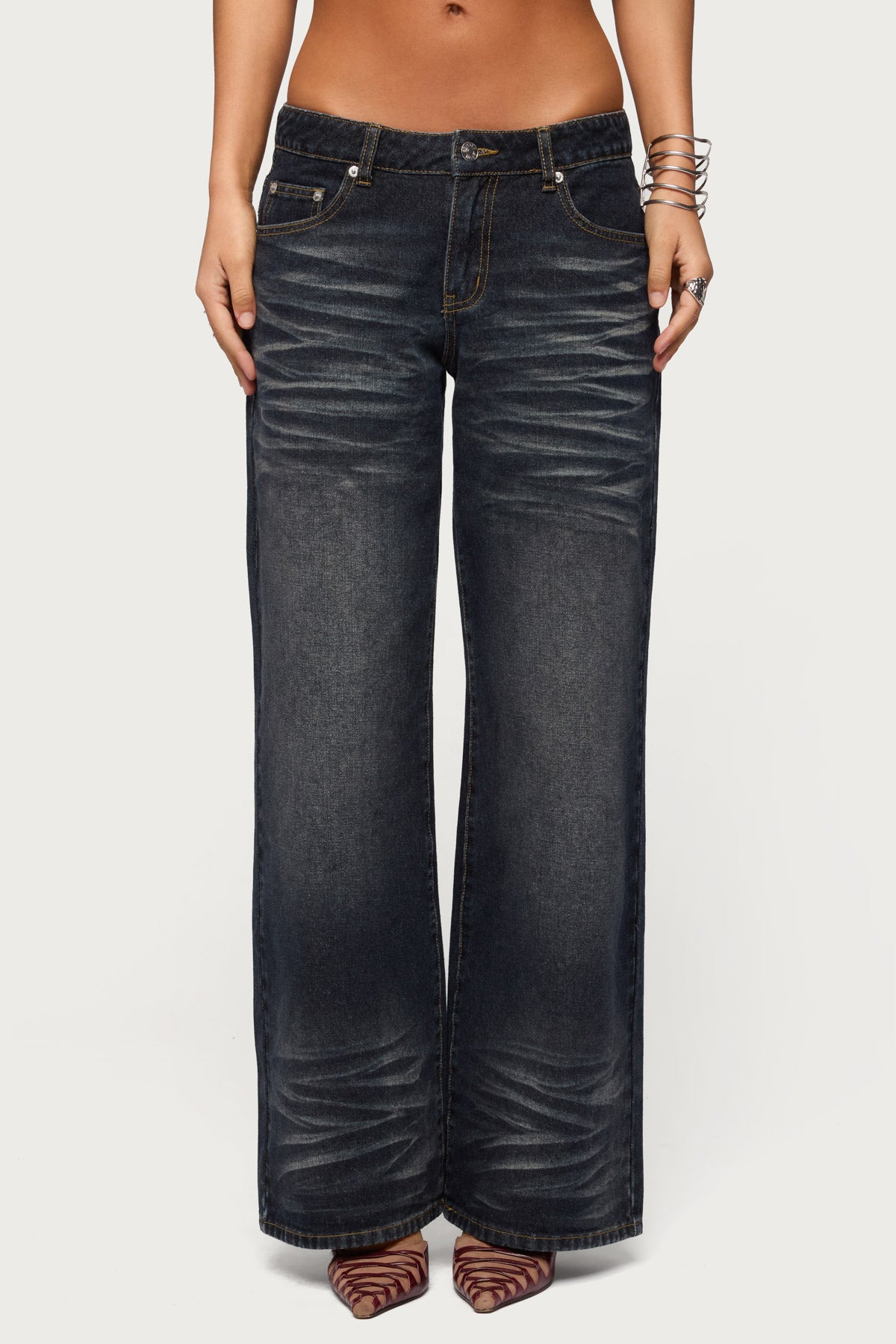 Magda Acid Wash Low Rise Baggy Jeans-Milans Time