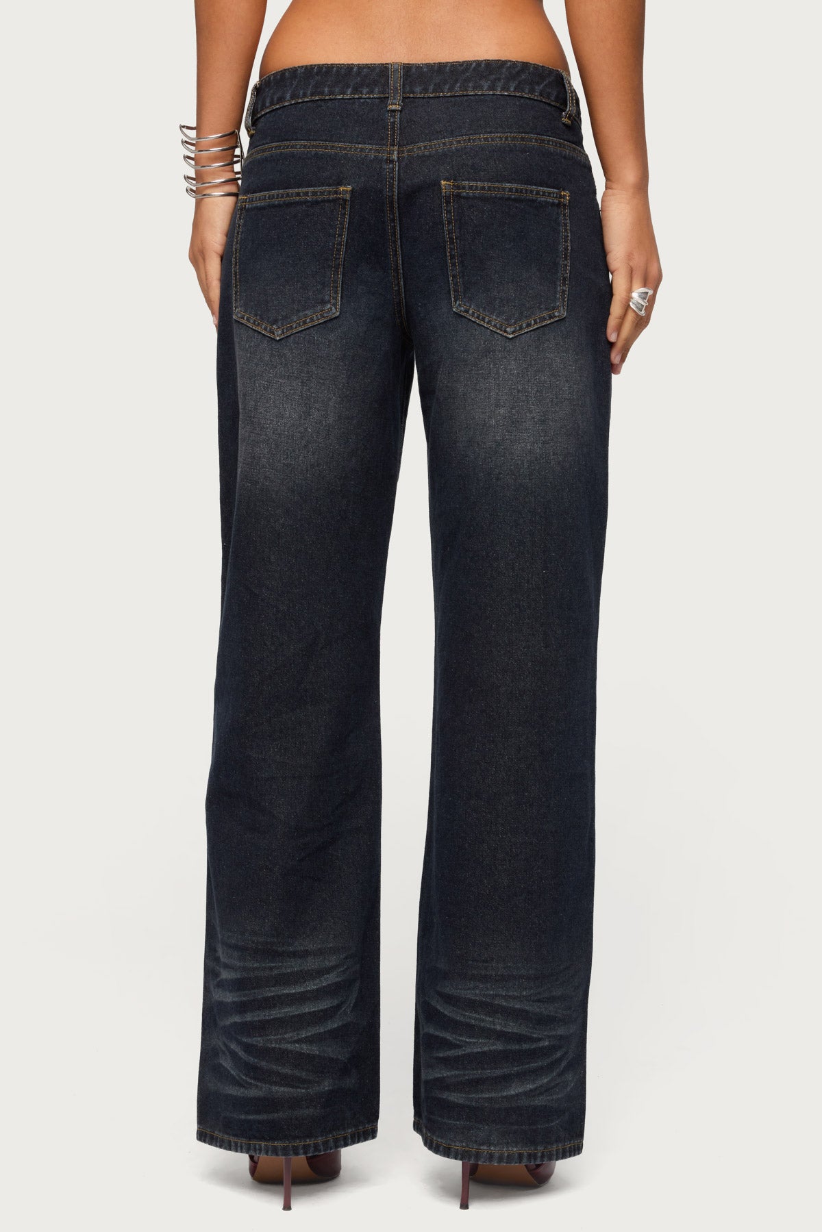 Magda Acid Wash Low Rise Baggy Jeans-Milans Time