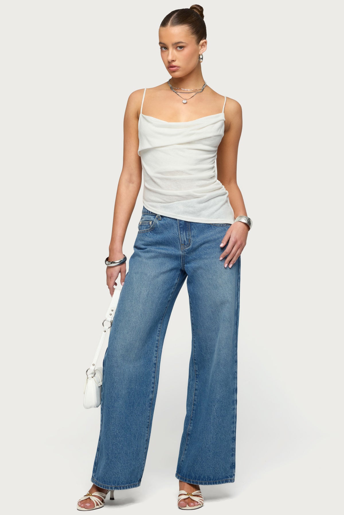 Asymmetric Cowl Neck Tank Top-Milans Time