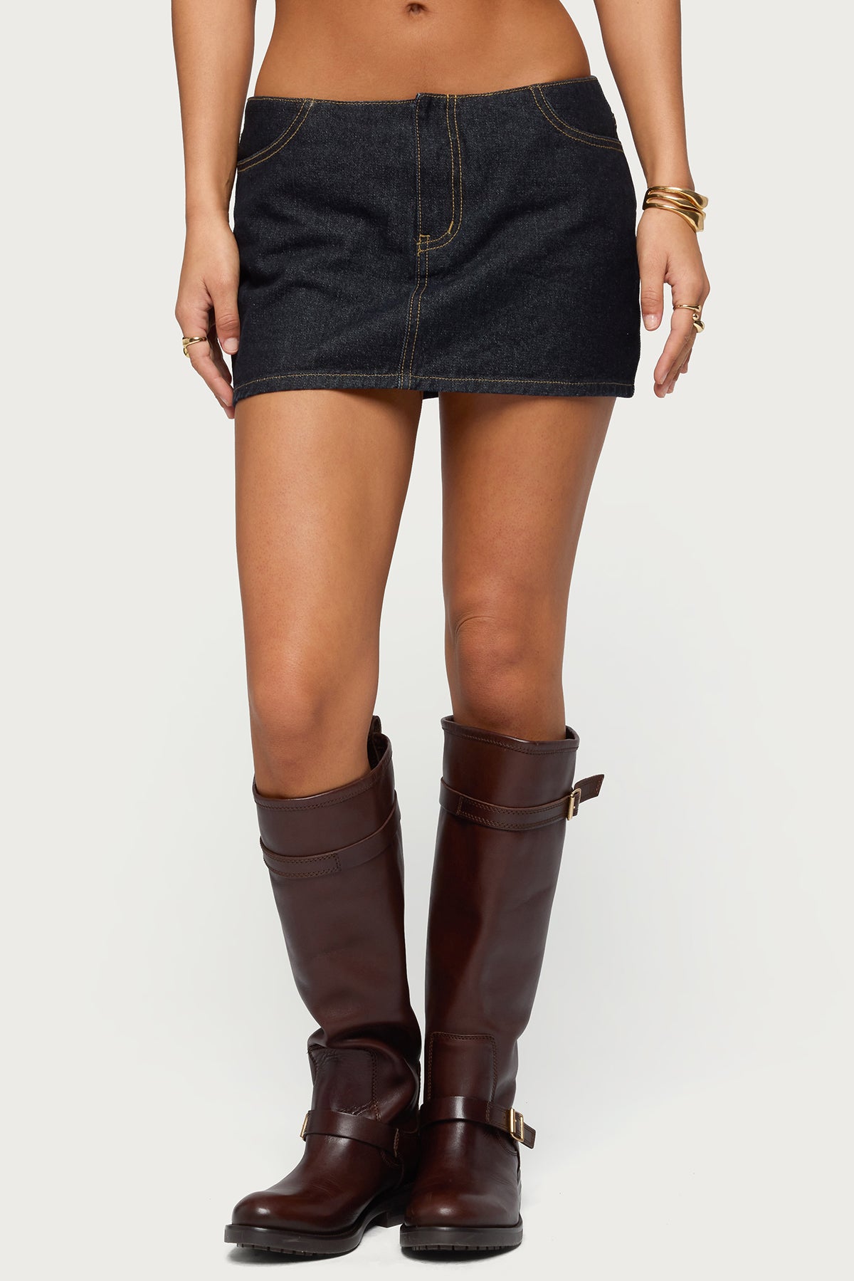 Leire No Waistband Denim Mini Skort-Milans Time