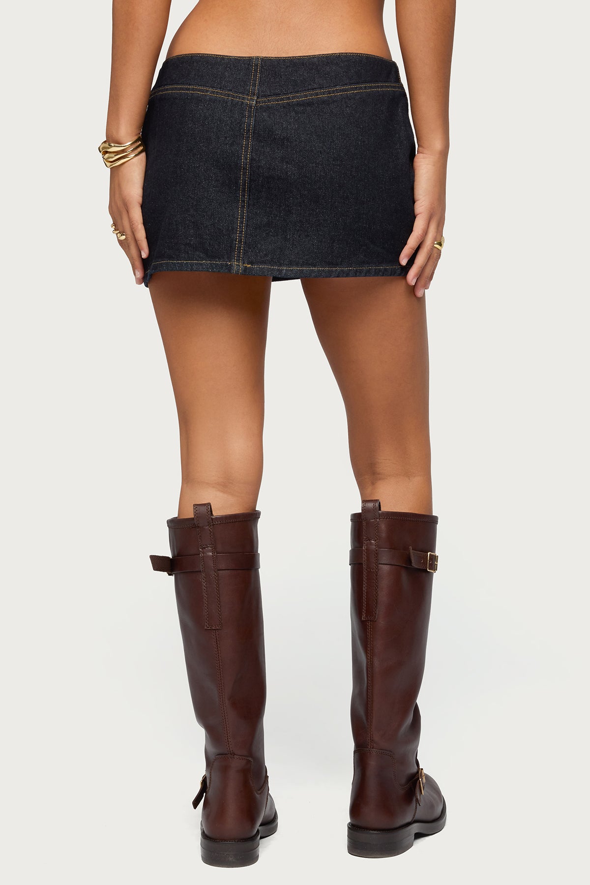 Leire No Waistband Denim Mini Skort-Milans Time