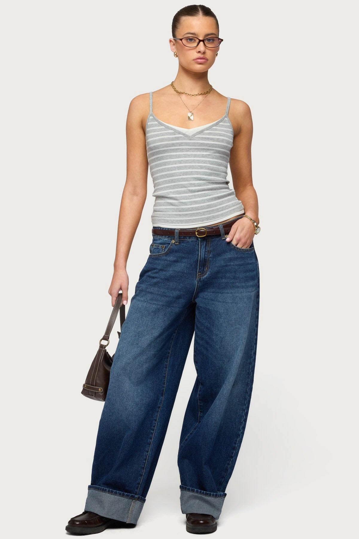 Layered Contrast Striped Tank Top-Milans Time