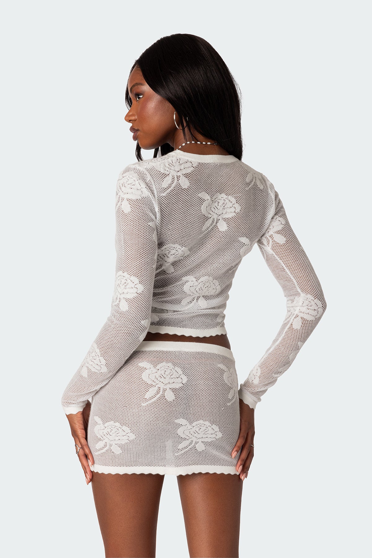 Saga Embroidered Sheer Knit Top-Milans Time