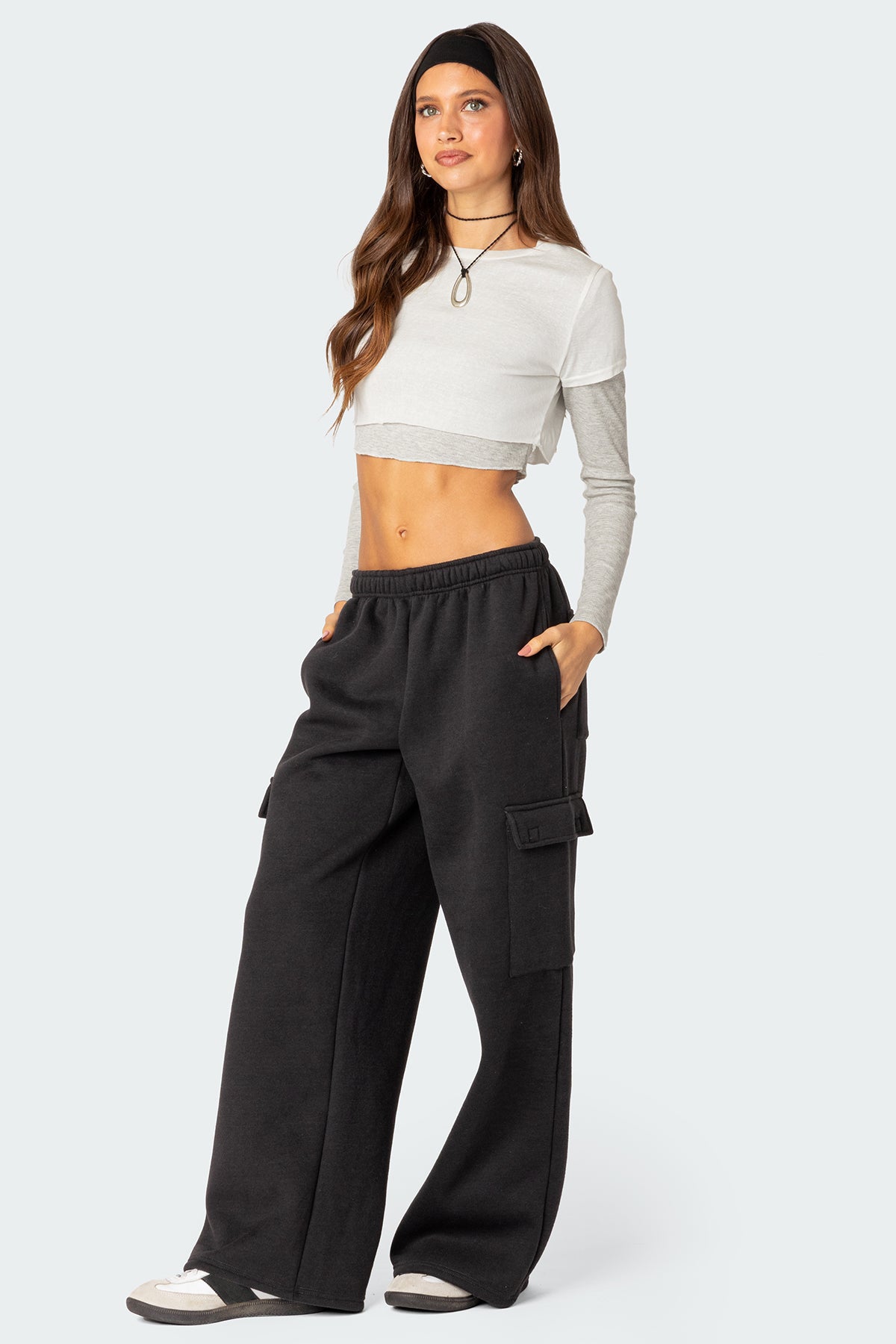 Wide Leg Cargo Sweatpants-Milans Time