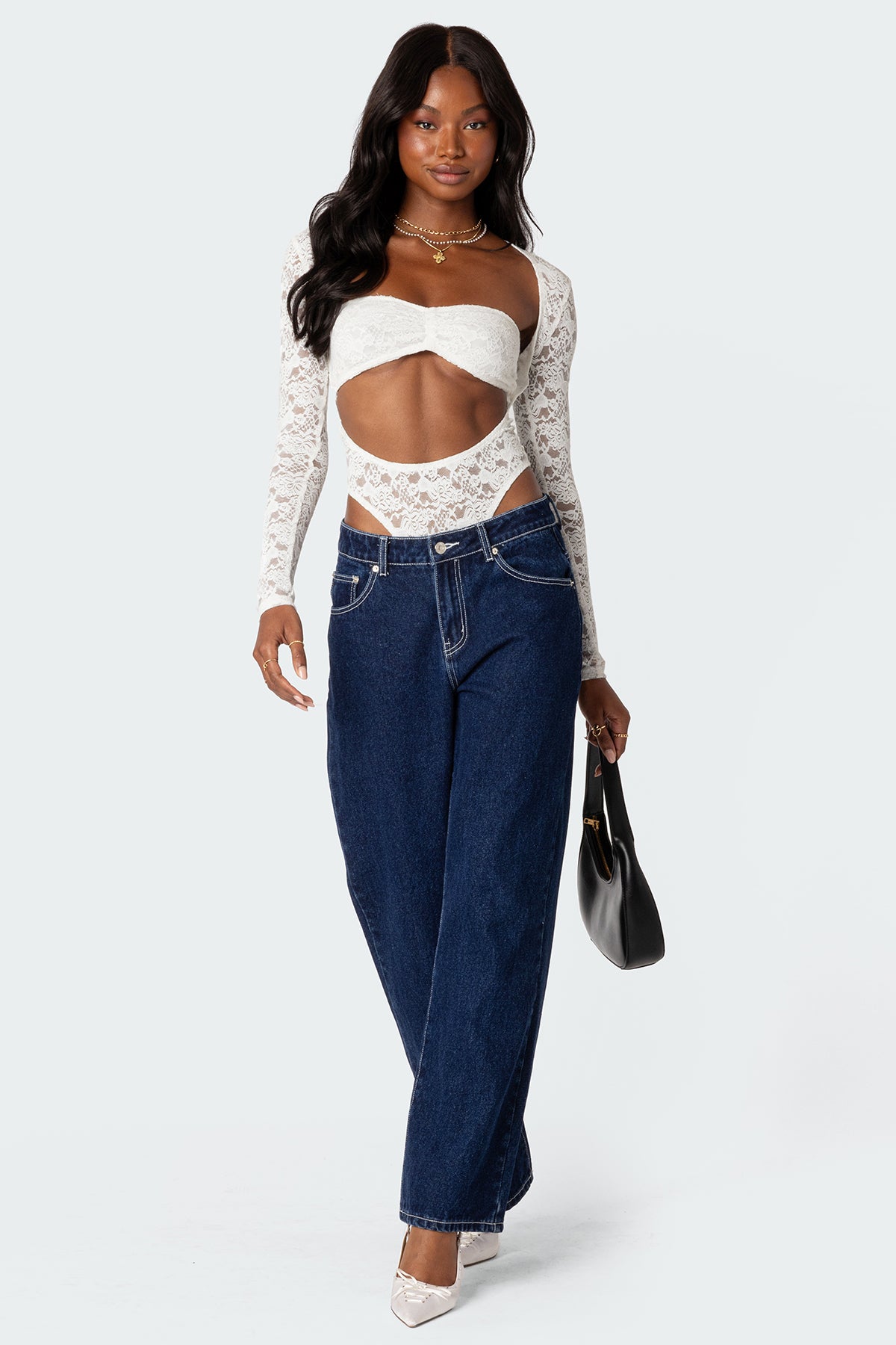 Zoey Sheer Lace Two Piece Bodysuit-Milans Time