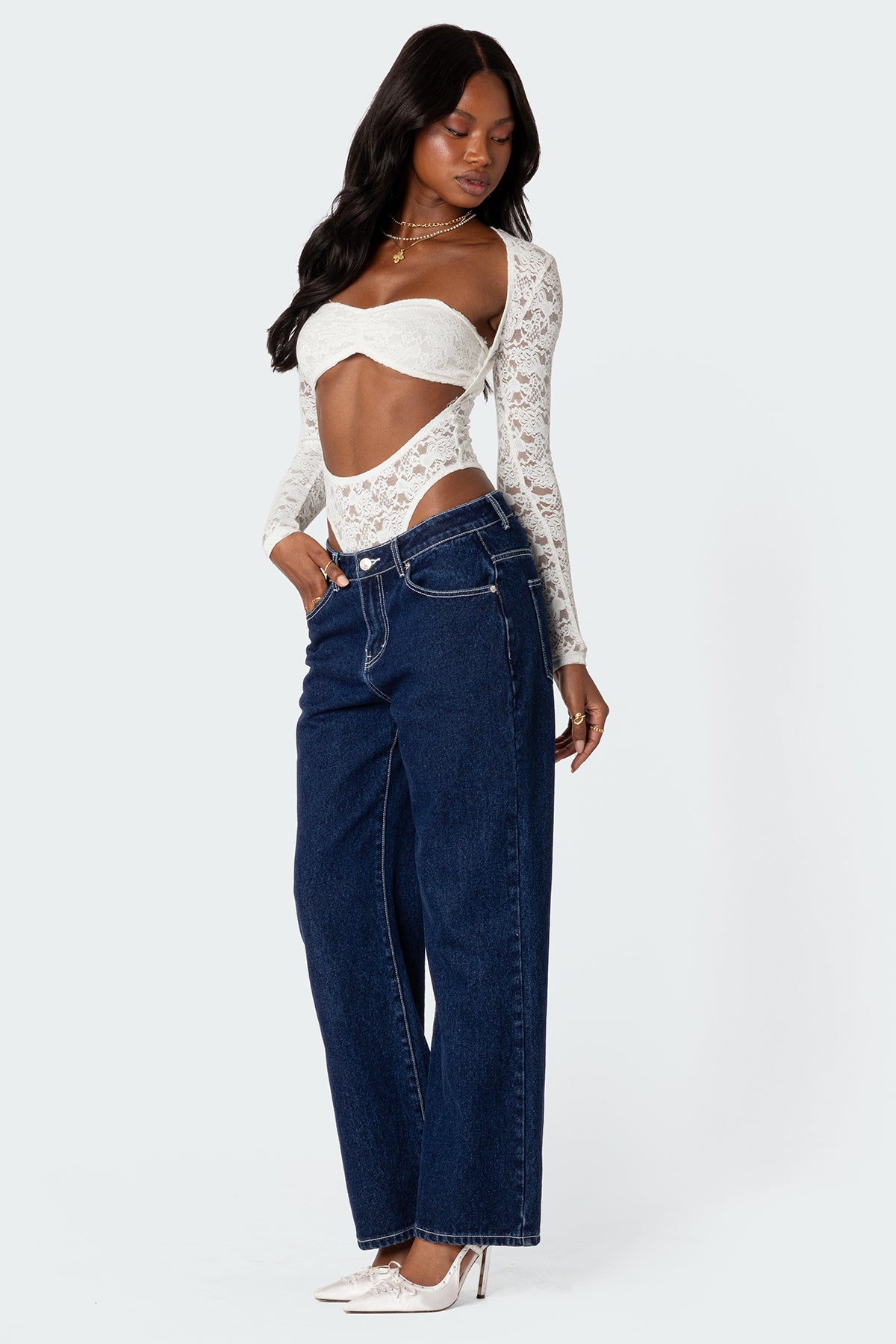 Zoey Sheer Lace Two Piece Bodysuit-Milans Time