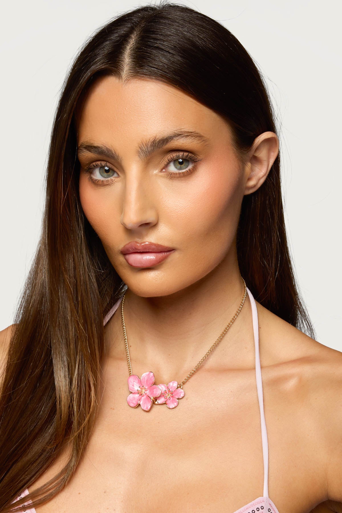 Double Flower Pendant Necklace-Milans Time