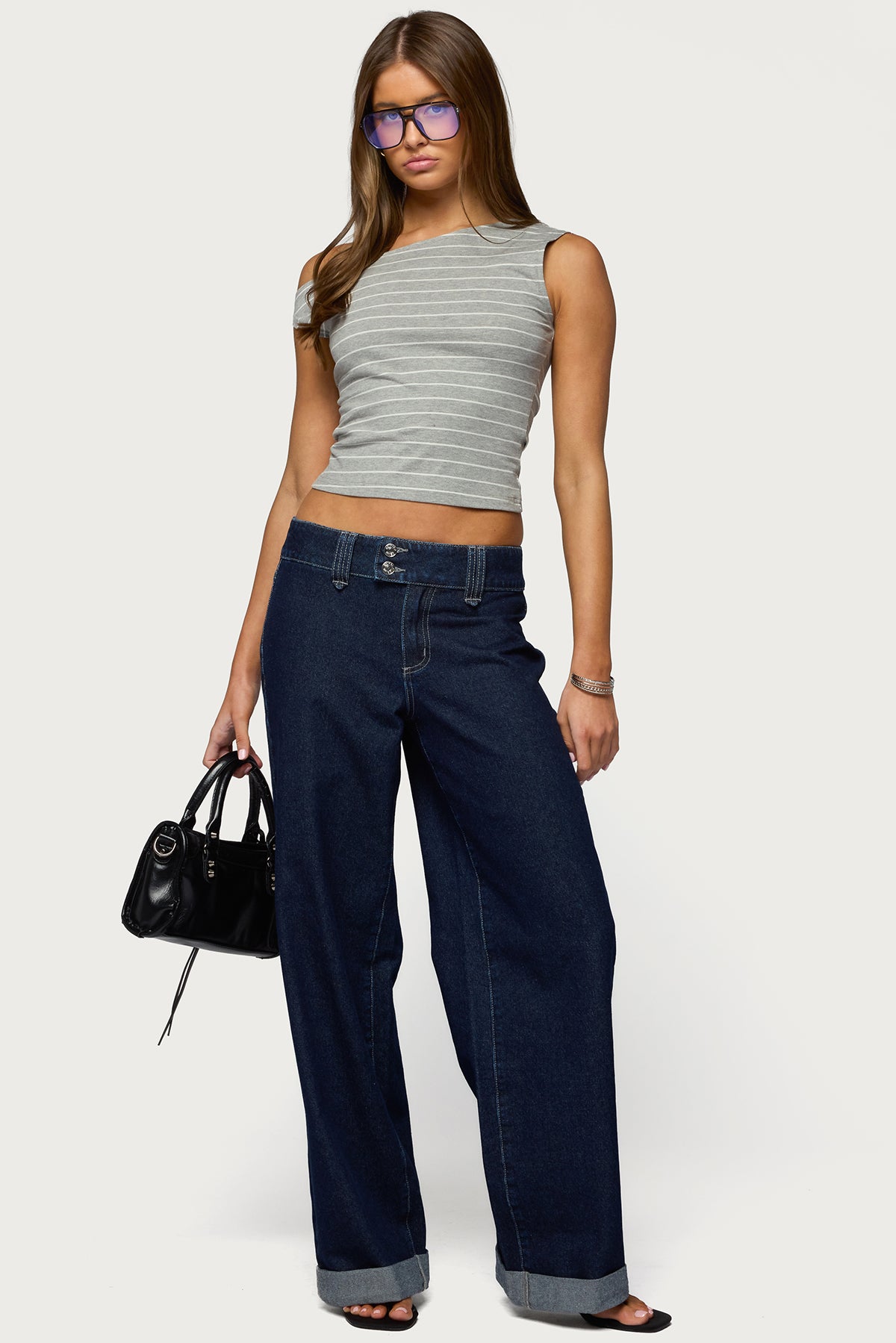 Cuffed Low Rise Straight Leg Jeans-Milans Time