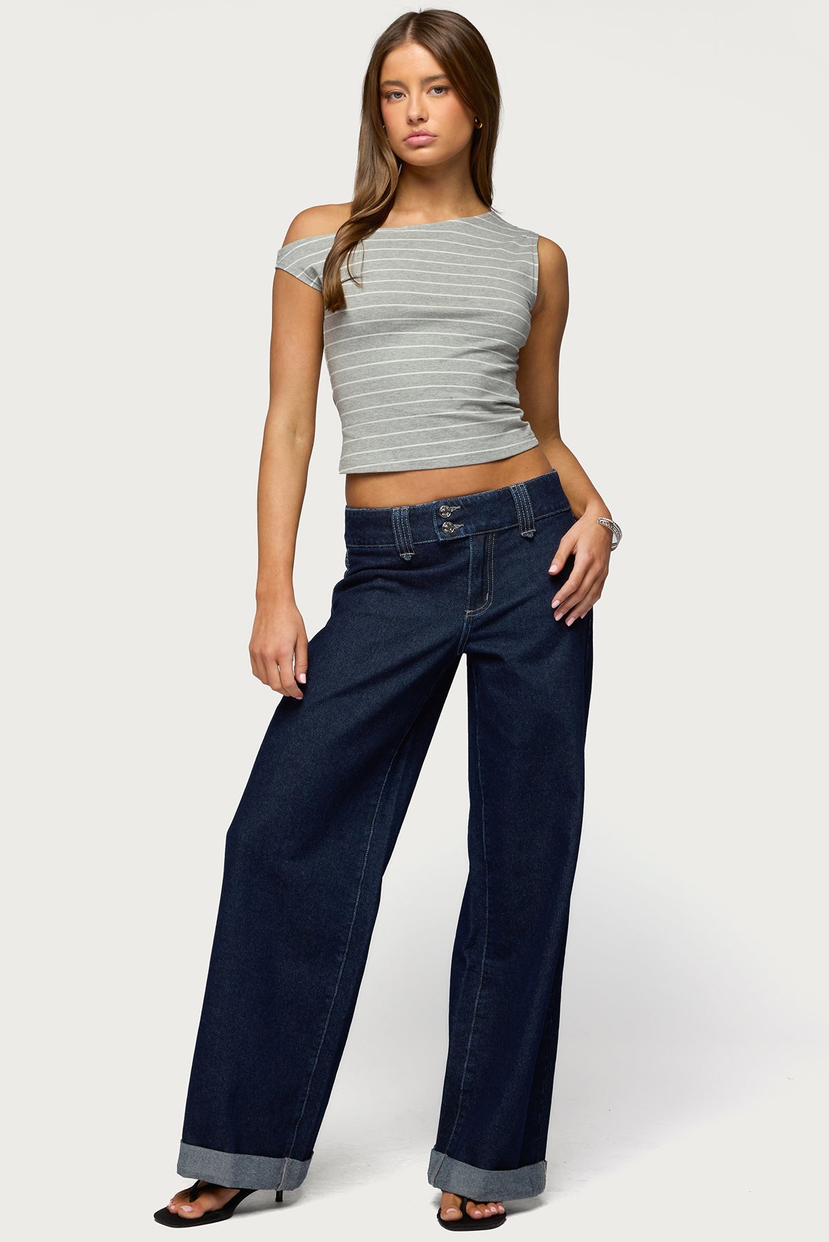 Cuffed Low Rise Straight Leg Jeans-Milans Time