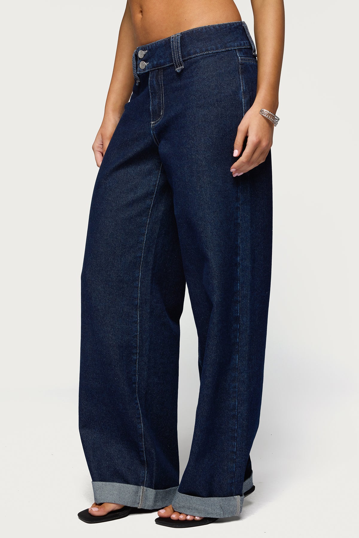 Cuffed Low Rise Straight Leg Jeans-Milans Time